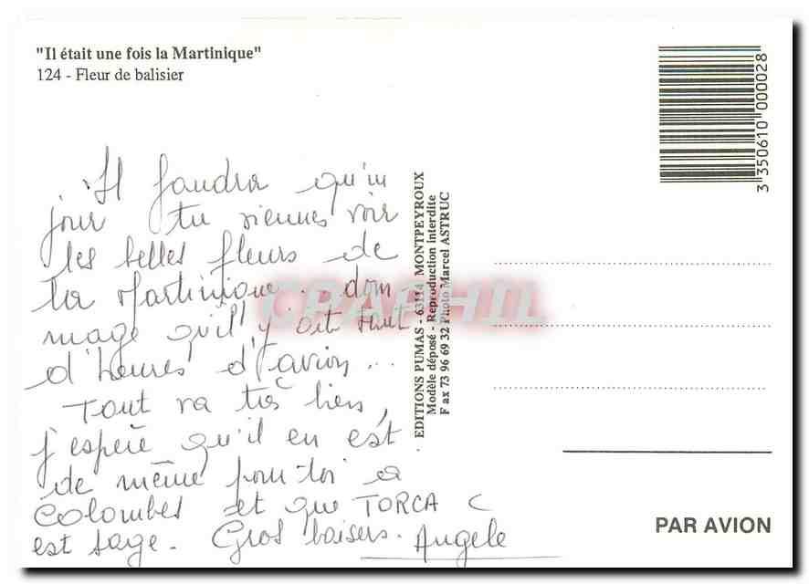 CPM Il etait une fois la Martinique Fleur de Balisier  — Rückseite