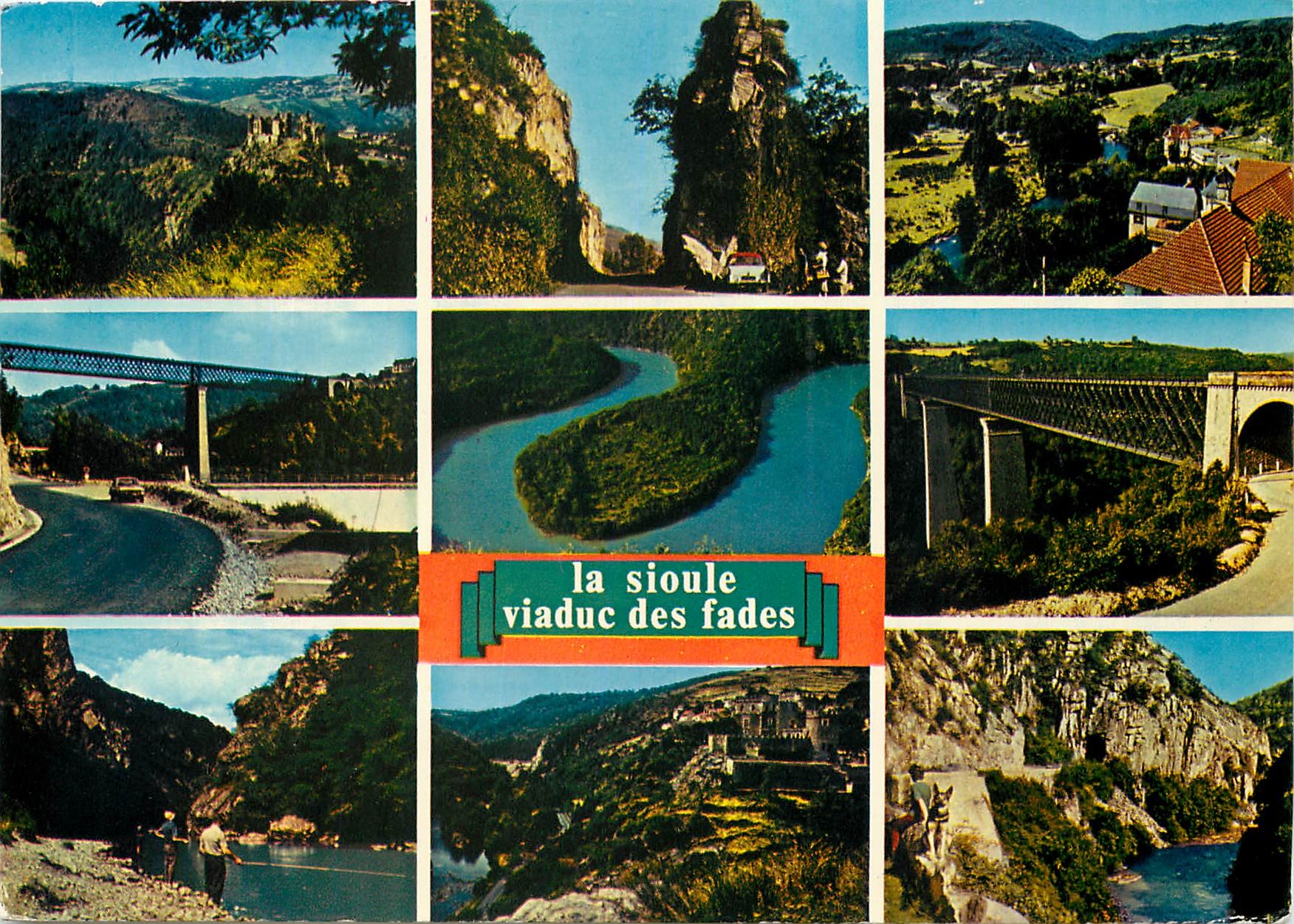 CPM La Sioule Viaduc des Fades Chateau Rocher Le rocher Armand Le tunnel des Gorges de la Sioule Le 