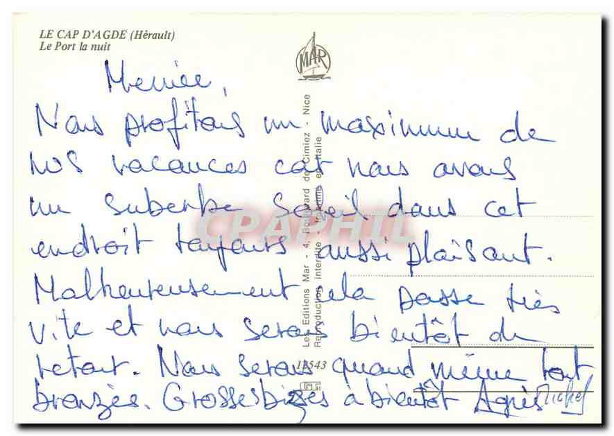 CPM Le Cao d'Agde Herault Le Port la nuit  — Back