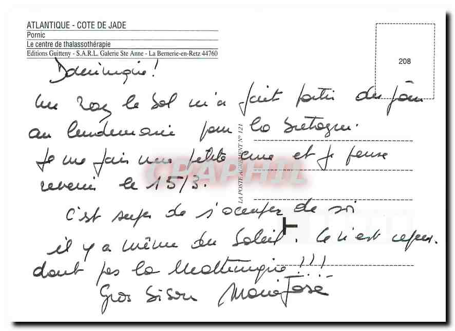 CPM Atlantique Cote de Jade Pornic Le centre de thalassotherapie  — Back