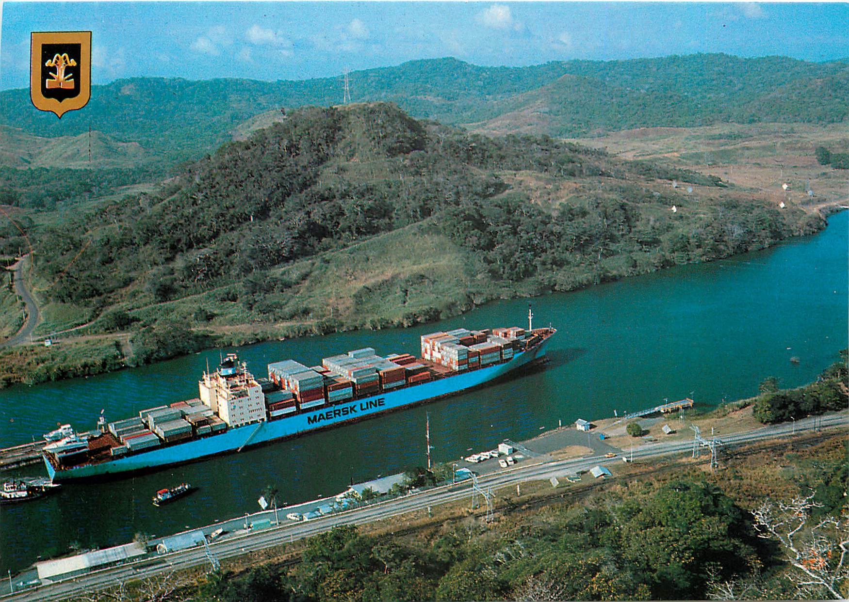 CPM Container ship crossing the Panama Canal Bateau Maersk Line