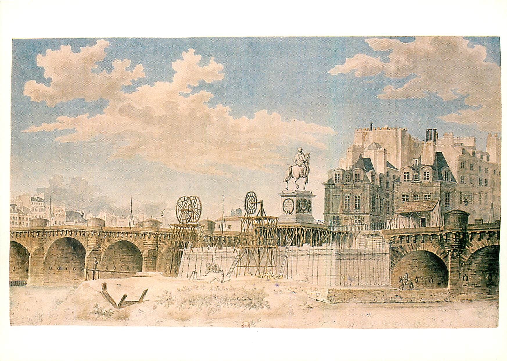 CPM Anonyme Etablissement de la nouvelle statue de Henri IV Pont Neuf 