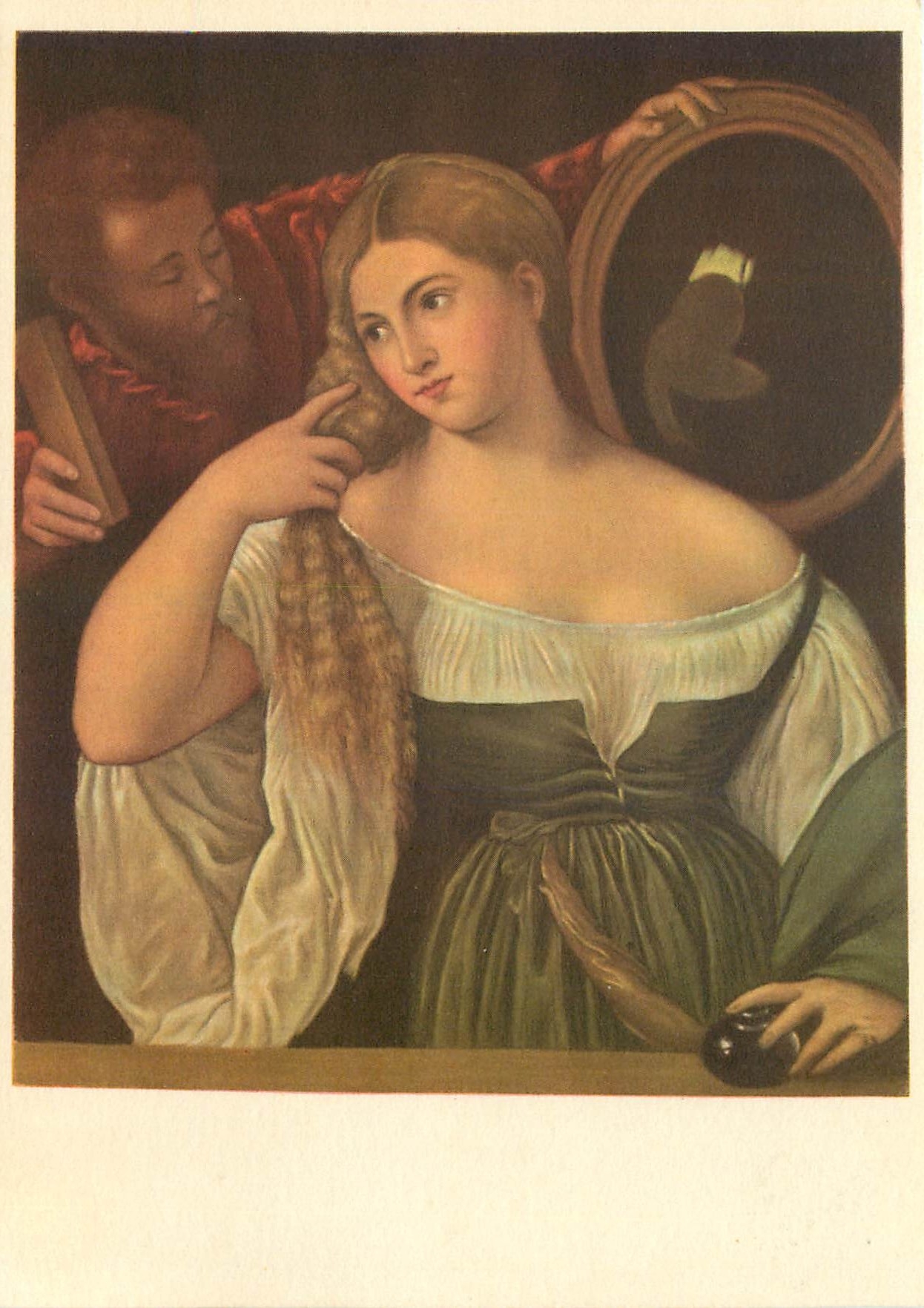 CPM Portrait d'une femme a sa Toilette Laura Dianti Tiziano Vecellio Ecole Venitienne 