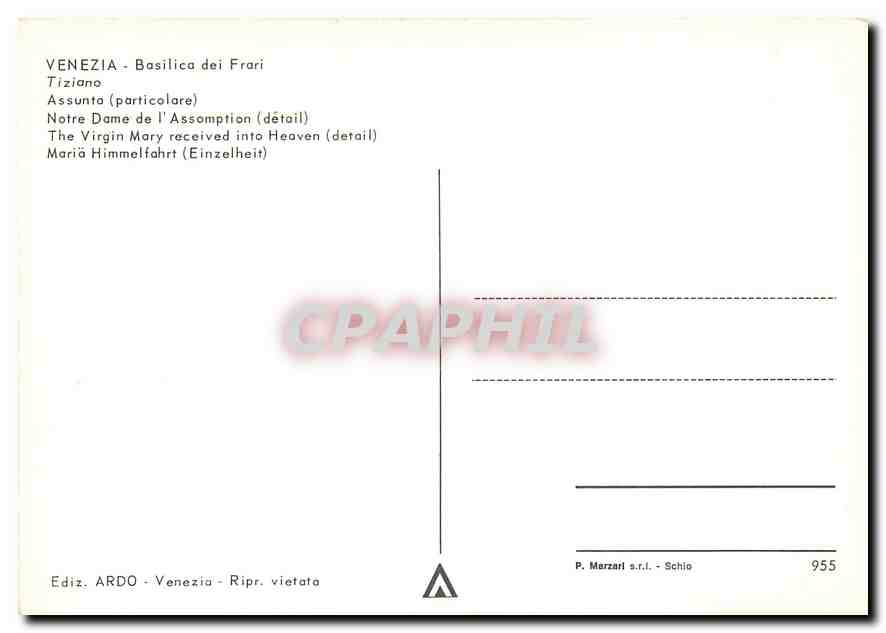 CPM Venezia Basilica dei Frari Tiziano Assunta particolare Notre Dame de l'Assomption detail  — Rückseite