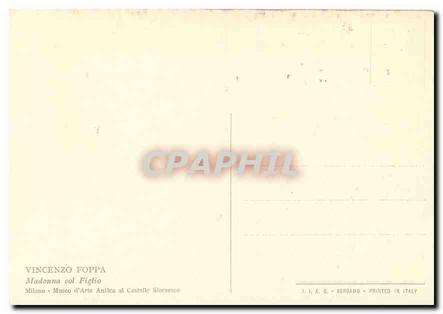CPM Vincenzo Foppa Madonna col Figlio Milano Museo d'Arte Antiea  — Verso
