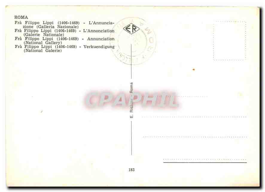 CPM Roma Fra Filippo Lippi l'Annunciazione Galleria Nazionale  — Verso