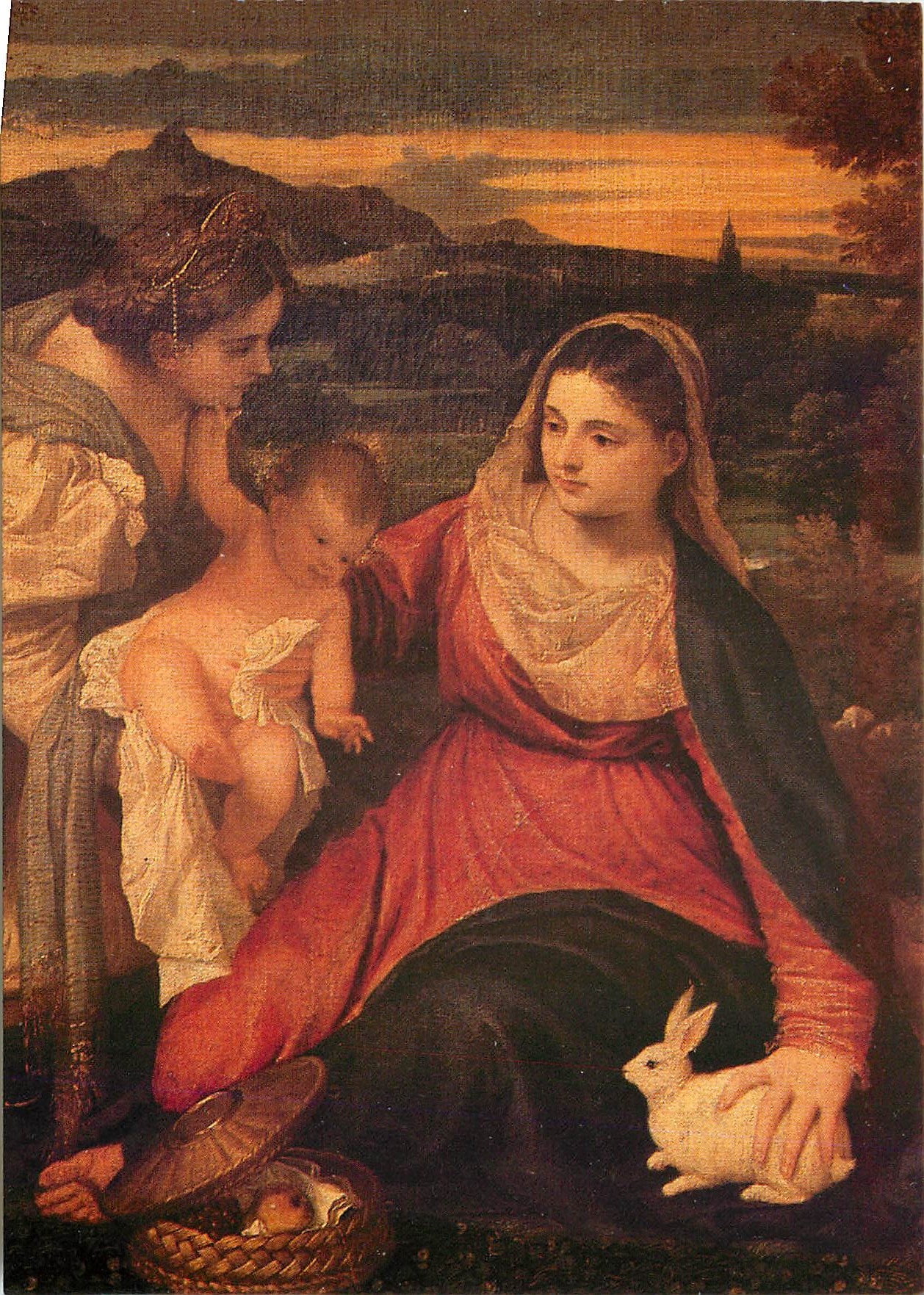 La Vierge au lapin avec Sainte-Catherine tenant l'Enfant — détail — A. Korsch Verlag, n° 7927