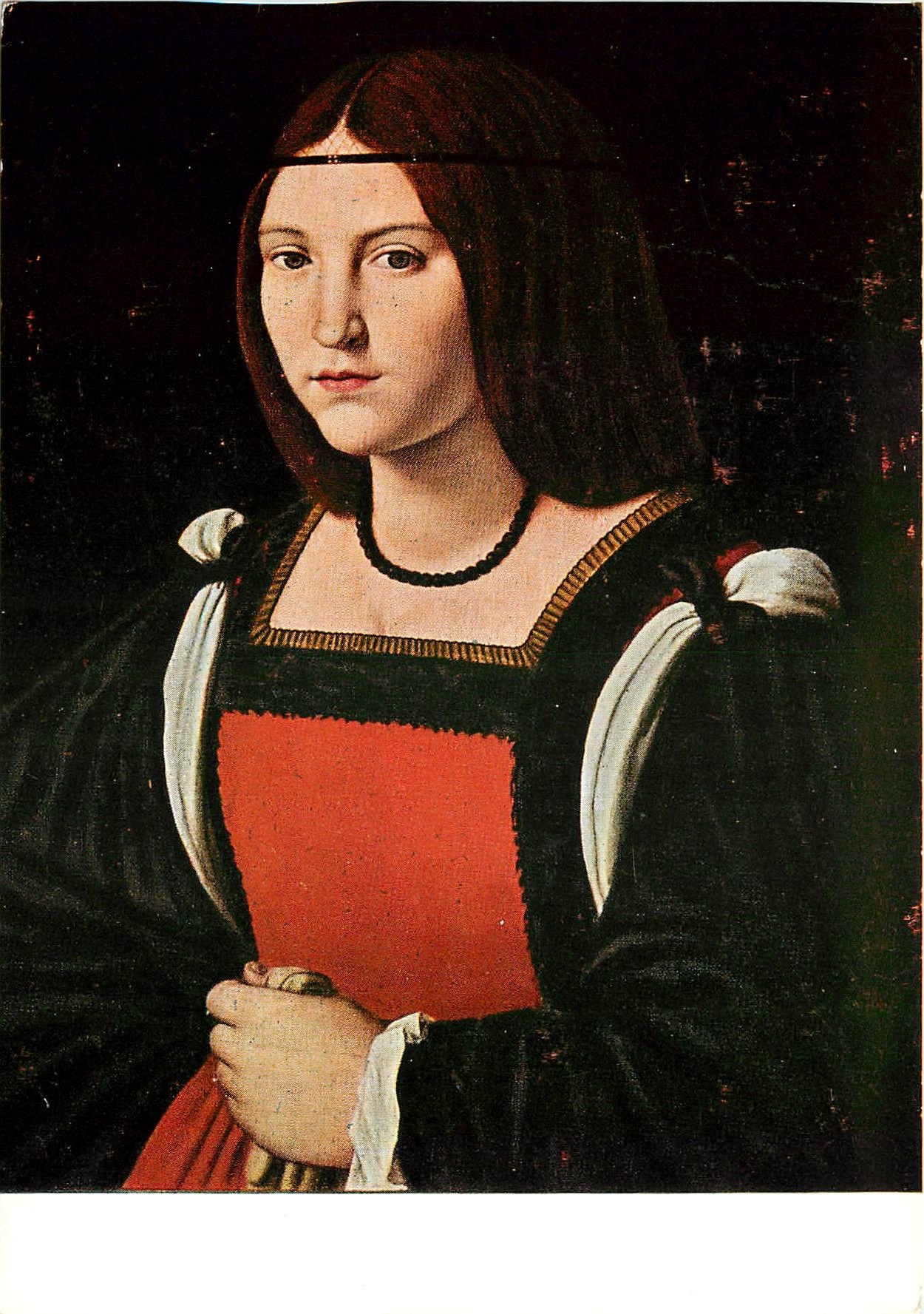 CPM Giovanni A Boltraffio Dama in veste rossa Milano museo d'Arte antice al Castello 
