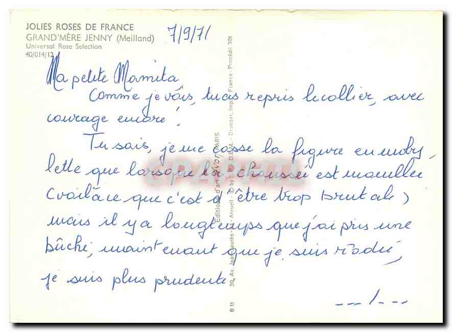CPM Jolies roses de France grand mere Jenny Meilland  — Rückseite