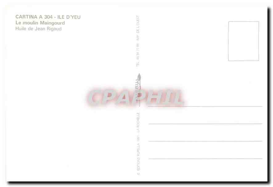CPM Cartina Ile d'Yeu le moulin Maingourd  — Rückseite