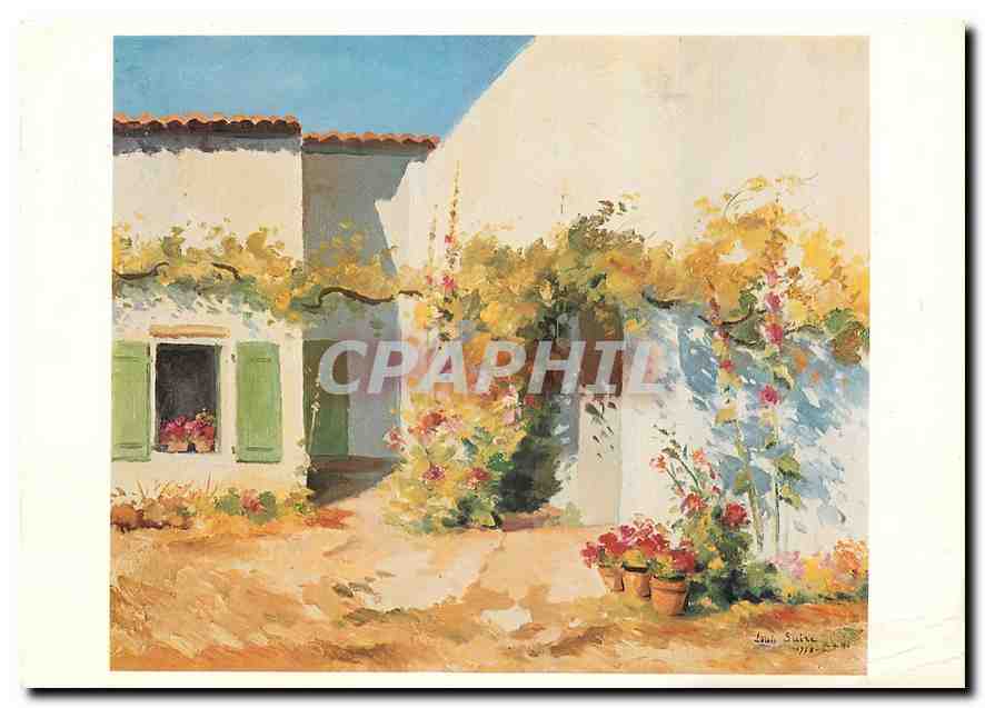 CPM Ile de Re cour fleurie aux roses tremieres peinture de Louis Suire  maison du peintre a la rivie