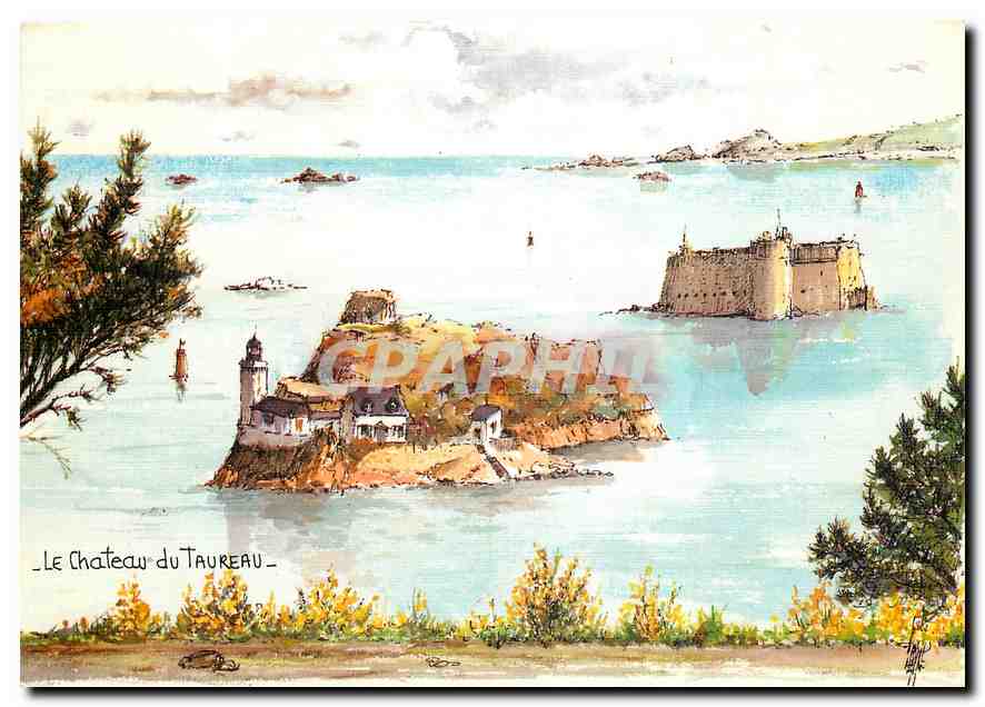 CPM Le Chateau du Taureau aquarelle originale de Robert Lepine 