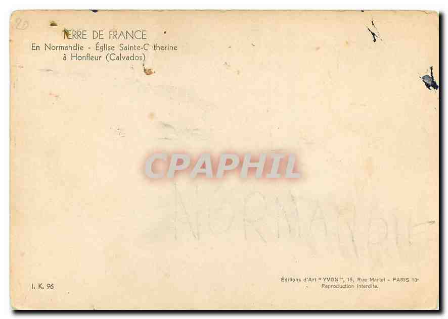 CPM Terre de France En Normandie Eglise Sainte Catherine a Honfleur Calvados  — Verso