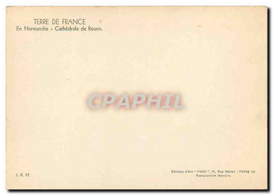 CPM Terre de France En Normandie Cathedrale de Rouen  — Back