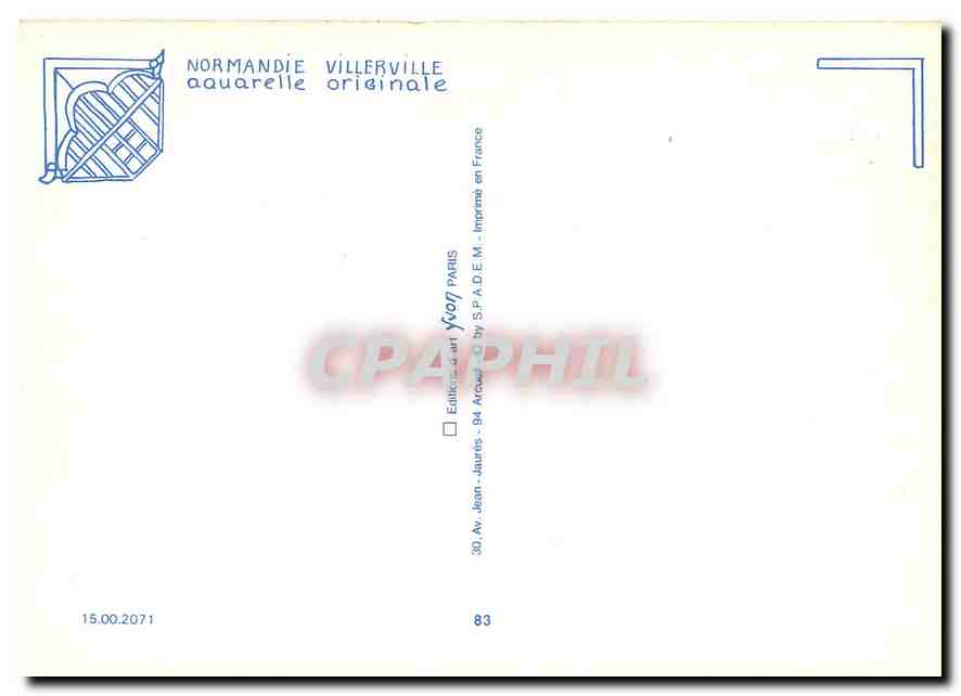 CPM Normandie Villerville aquarelle originale  — Verso
