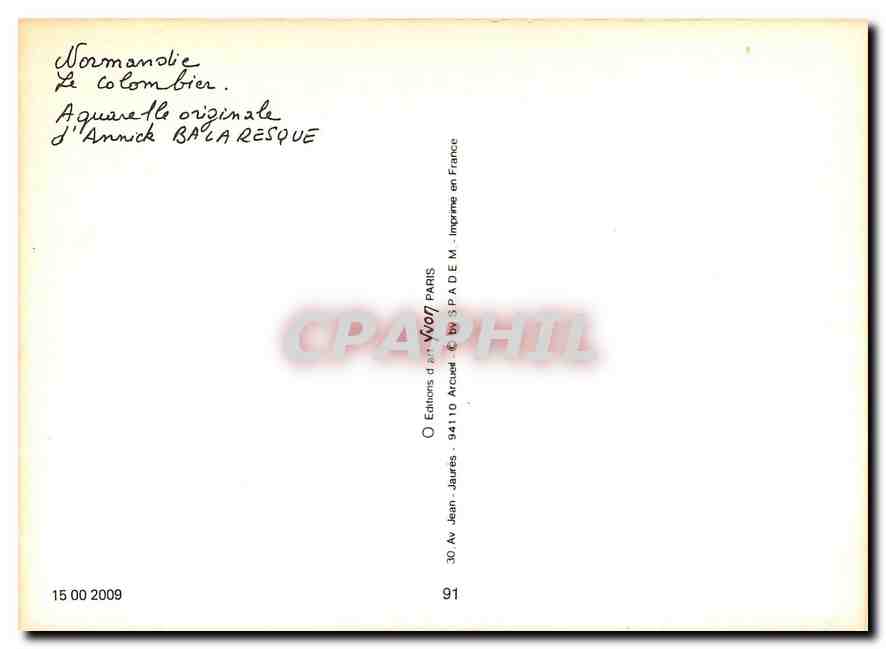 CPM Normandie le Colombien aquarelle originale  — Rückseite