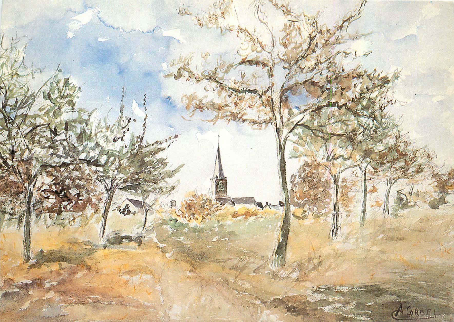 CPM Albert Corbel Soir de Juin Saint Martin de Bonfosse Manche 