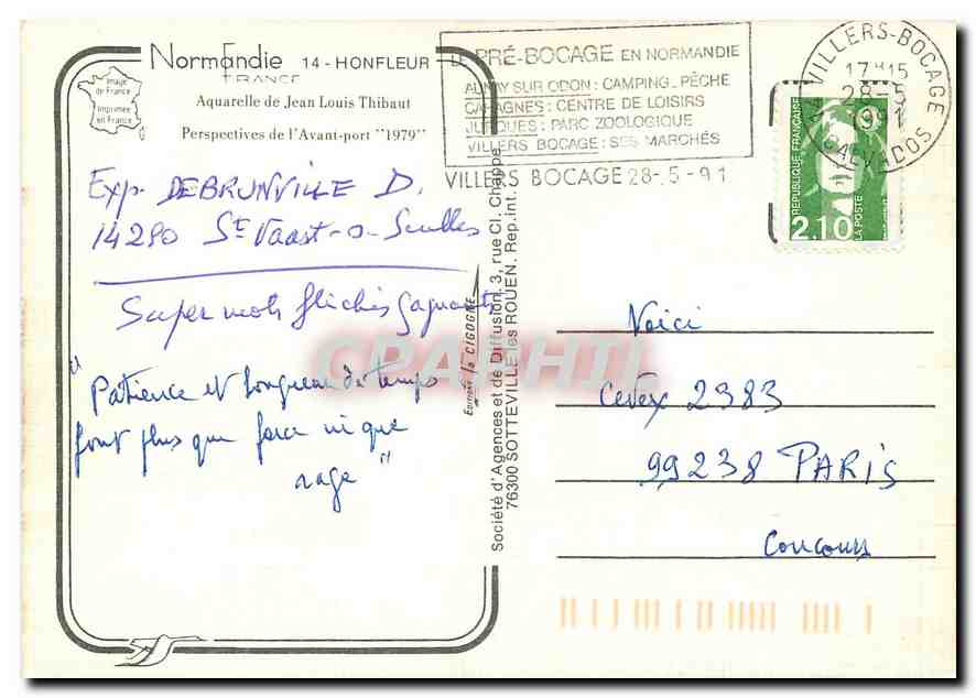 CPM Normandie Aquarelle de Jean Louis Thibaut  — Back