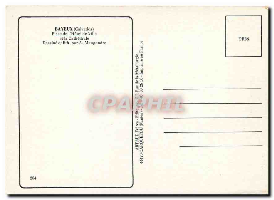 CPM Bayeux Calvados Place de l'Hotel de Ville et la Cathedrale  — Verso