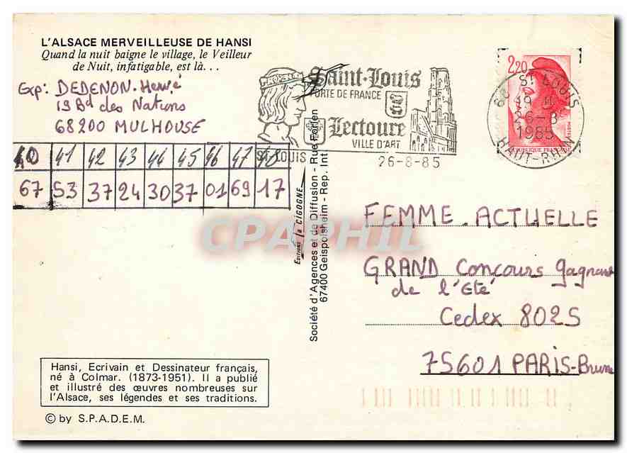 CPM l'Alsace merveilleuse de Hansi quand la nuit baigne le village le Vieilleur  — Back