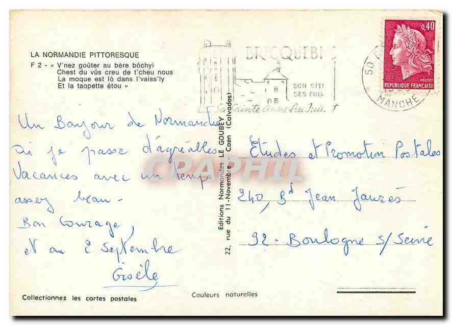 CPM La Normandie Pittoresque v'nez gouter au bere bochyl  — Rückseite