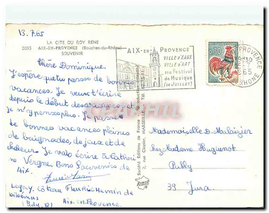 Aix-en-Provence — Panoramablick mit acht Fotografien — Éditions de France — Rückseite