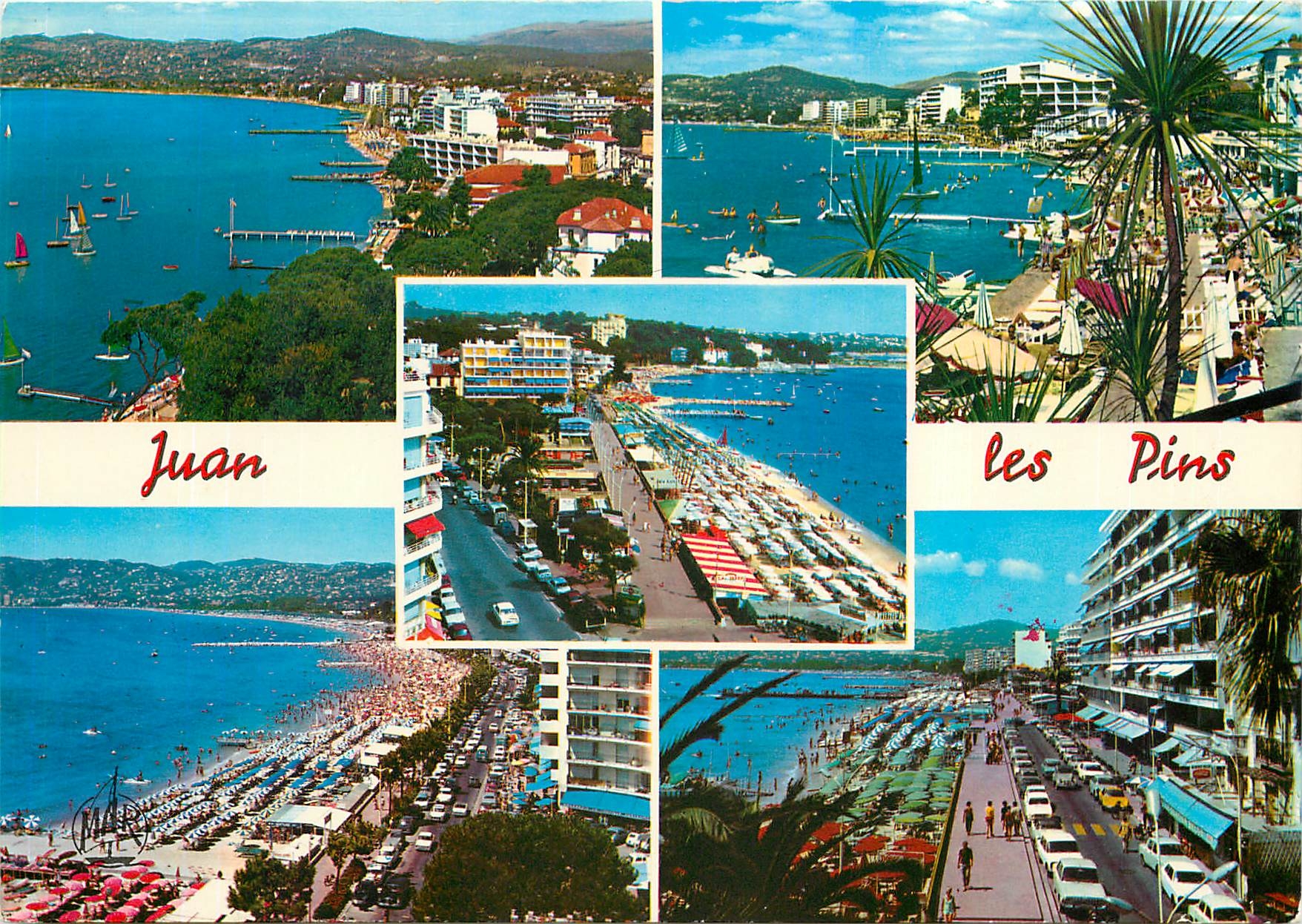 CPM La Cote d'Azur Juan les Pins Vue generale La plage La promenade du Soleil 