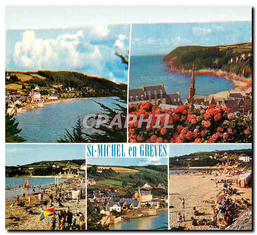 CPM Couleurs de Bretagne Saint Michel en Greves La plage et l'eglise 