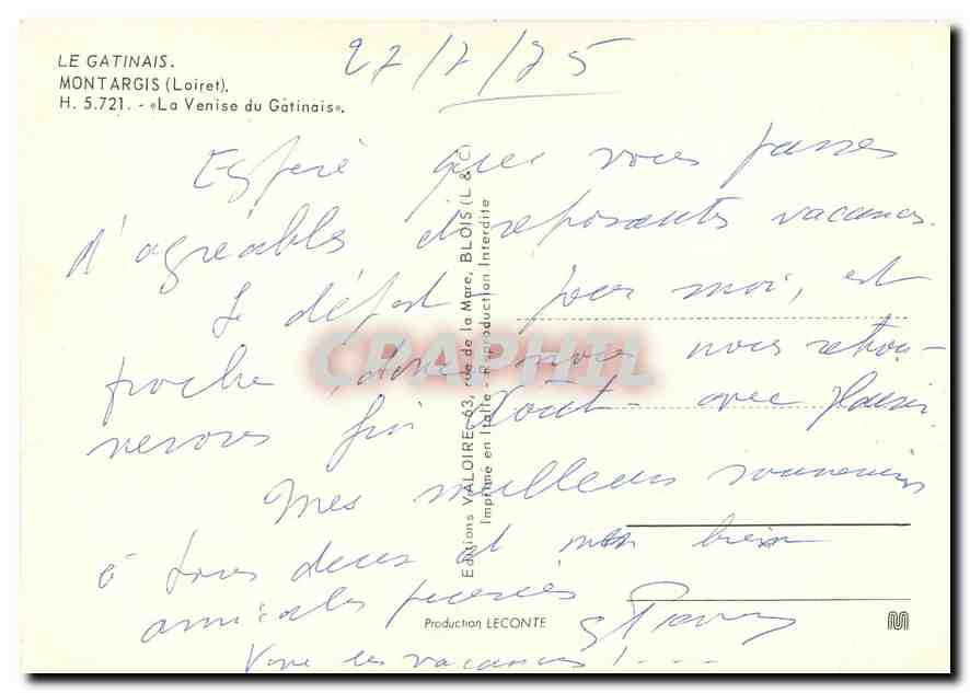 CPM Le Gatinais Montargis Loiret La Venise du Gatinais  — Rückseite