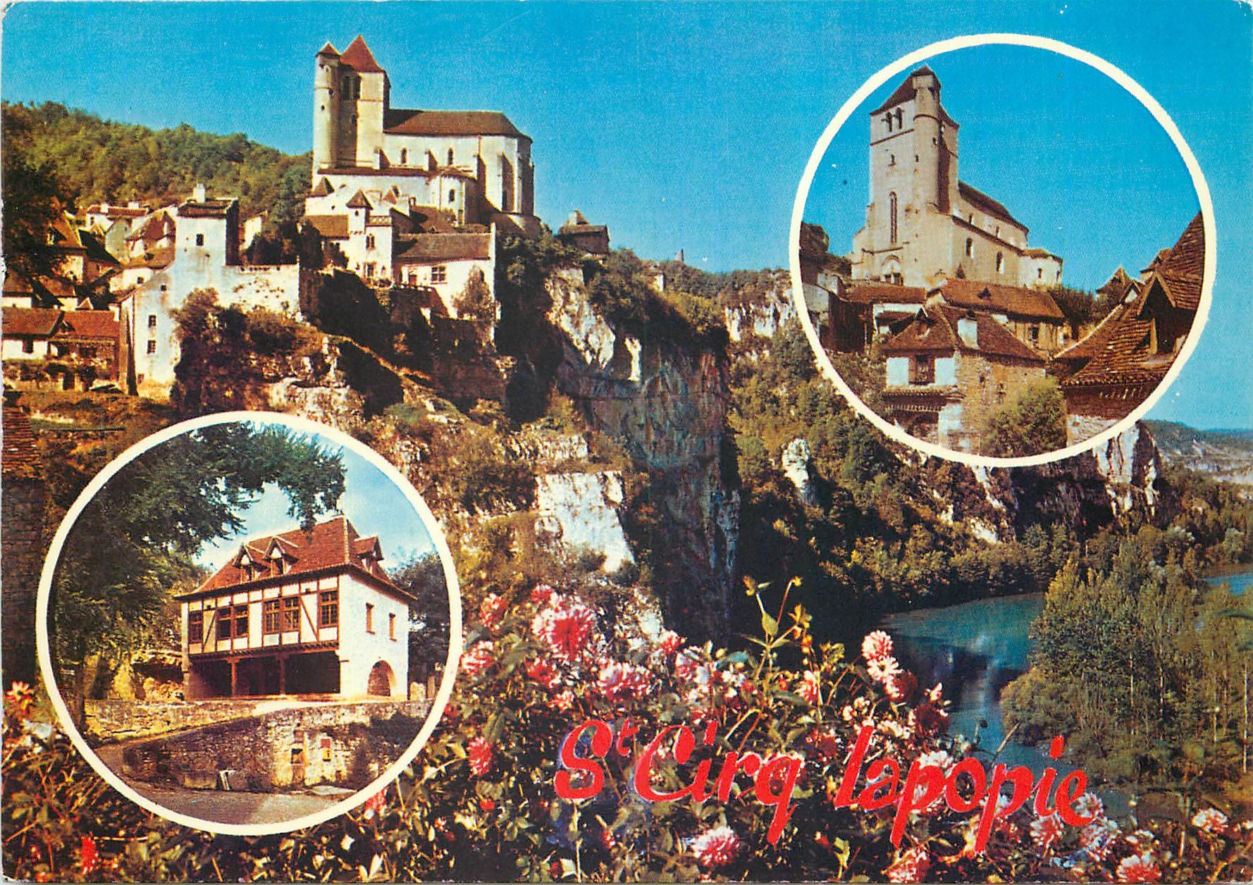 CPM En Parcourant le Lot Pittoresque St Cirq Lapopie dominant le Lot Premier village de France 