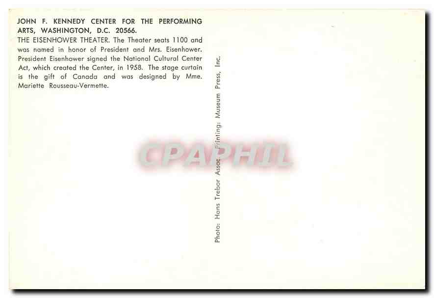 CPM John F Kennedy Center sor the Performing arts Washington  — Back