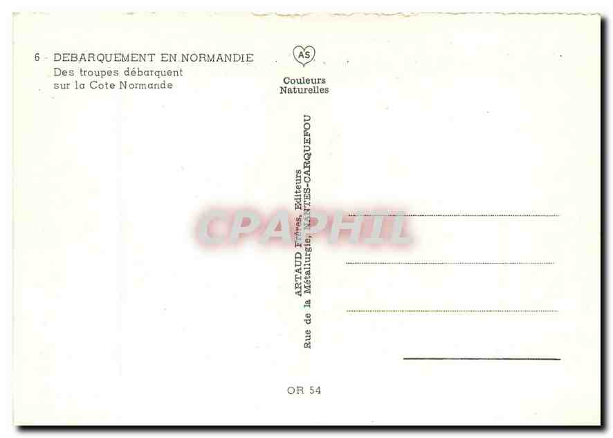 CPM Debarquement en Normandie Des troupes debarquent sur la Cote Normande  — Rückseite