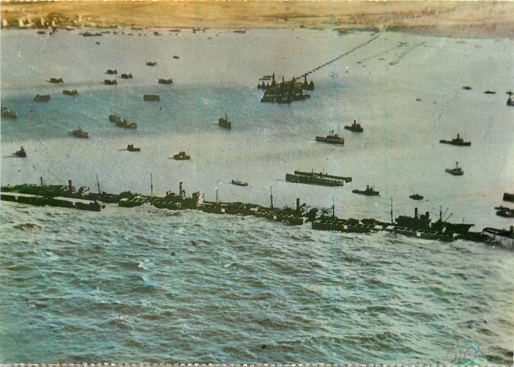 CPM Debarquement en Normandie Vue aerienne du Port artificiel Winston Arromanches Saint Comes 