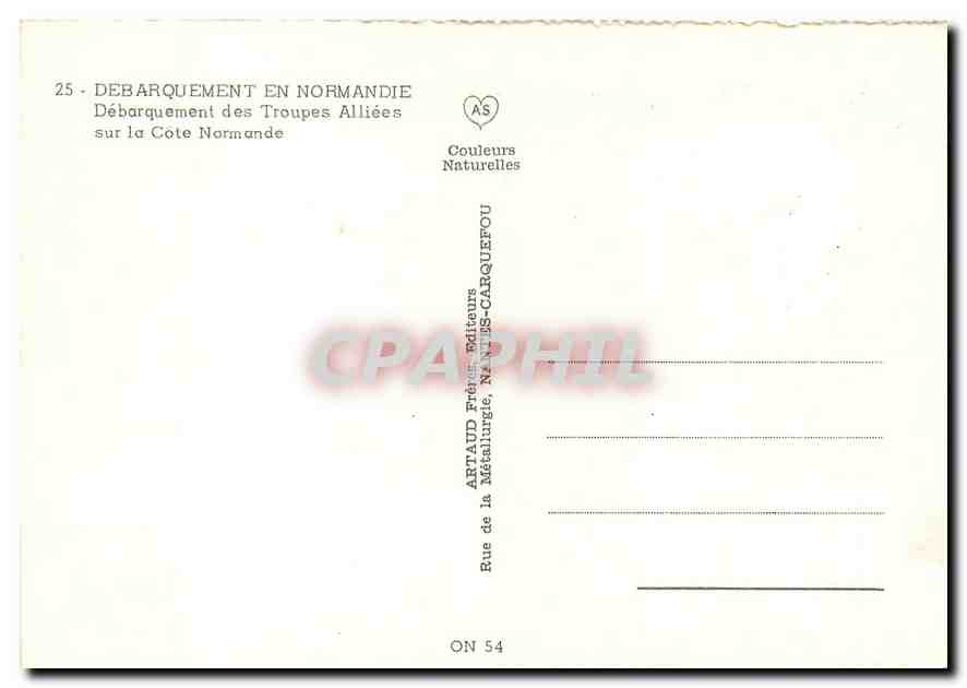 CPM Debarquement en Normandie Debarquement des Troupes Alliees sur la Cote Normande  — Rückseite