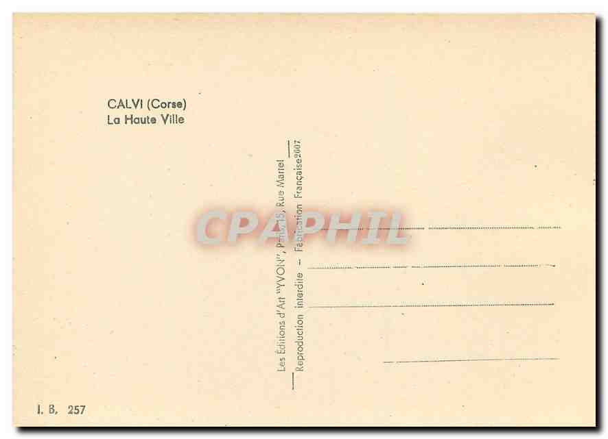 CPM Calvi Corse La Haute Ville  — Rückseite