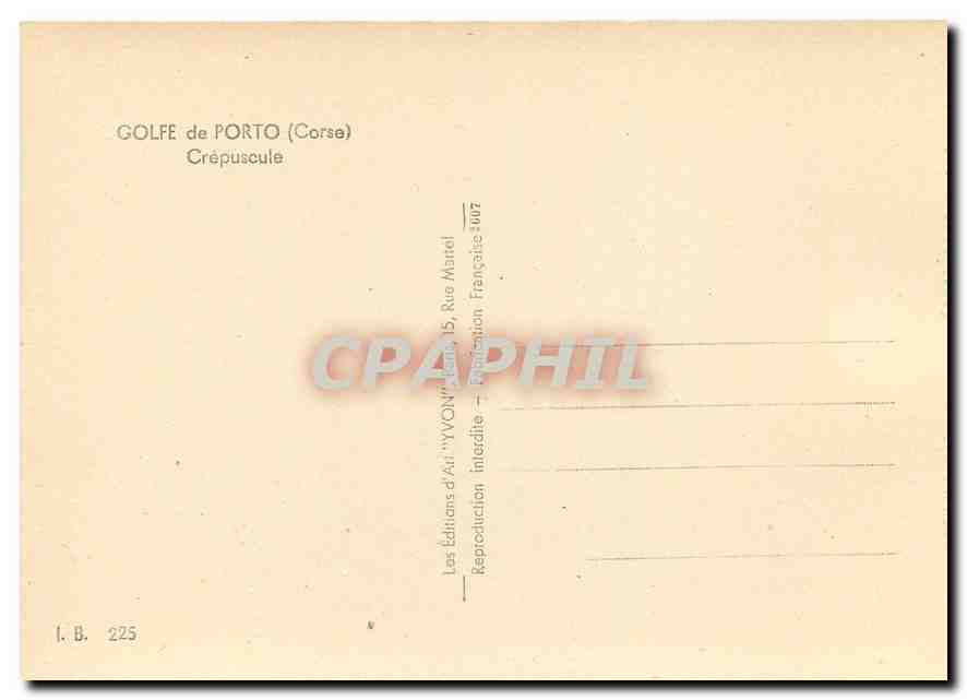 CPM Golfe de Porto Corse Crepusule  — Back