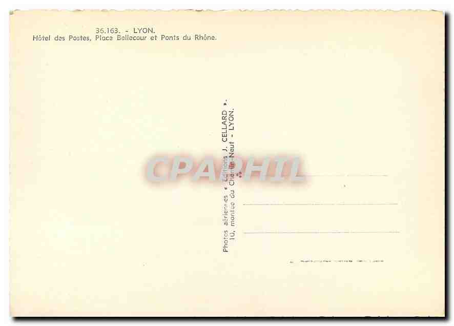 CPM Lyon Hotel des Postes Place Bellecour et Ponts du Rhone  — Verso