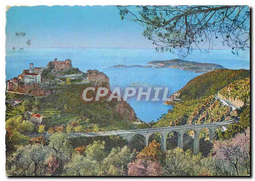 CPM Eze Village le Viaduc la Moyenne Corniche et le Cap Ferrat 