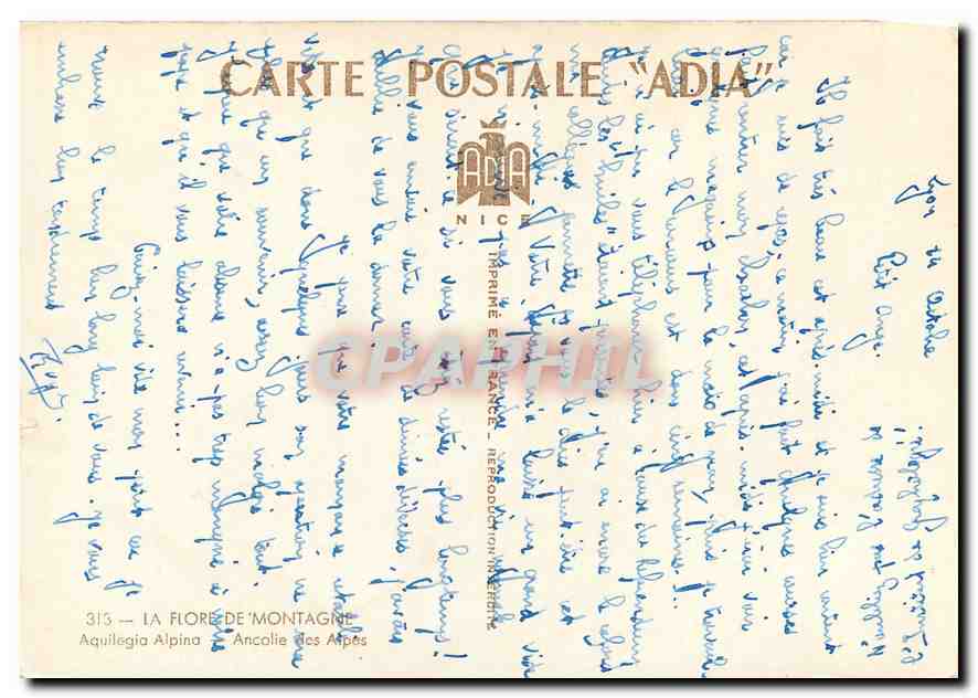 CPM La Flore de Montagne Ancolie des Alpes  — Rückseite