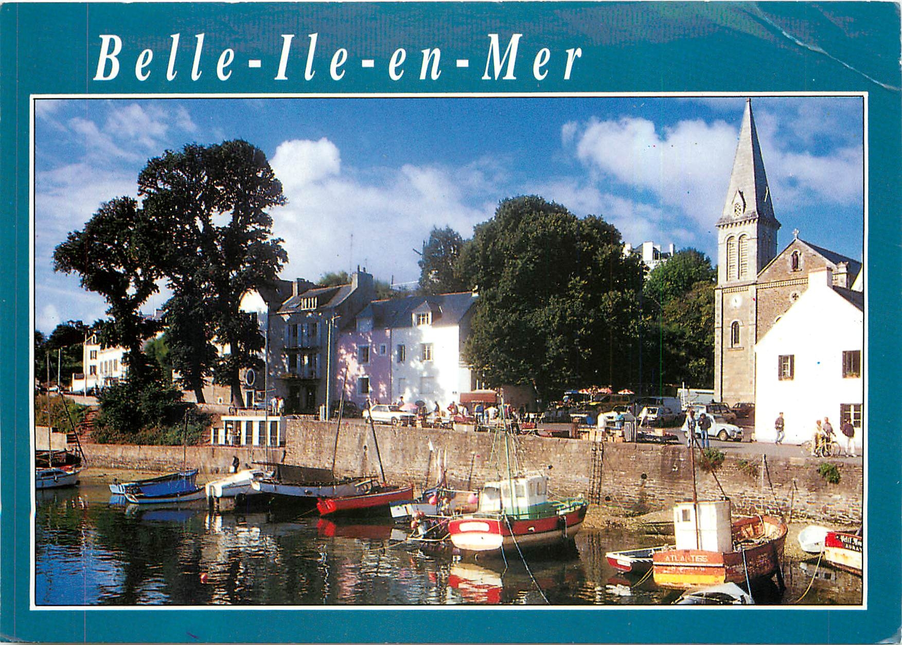 Belle-Île-en-Mer — port avec église — Éditions d'Art-JOS