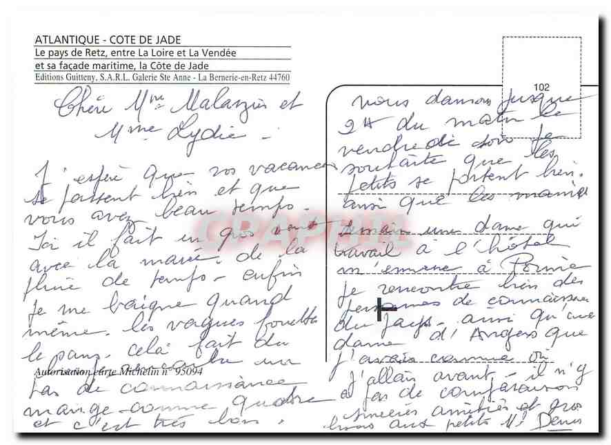 CPM Atlantique Cote de Jade Le pays de Retz entre la Loire et la Vendee et sa facade maritime la Cot — Rückseite