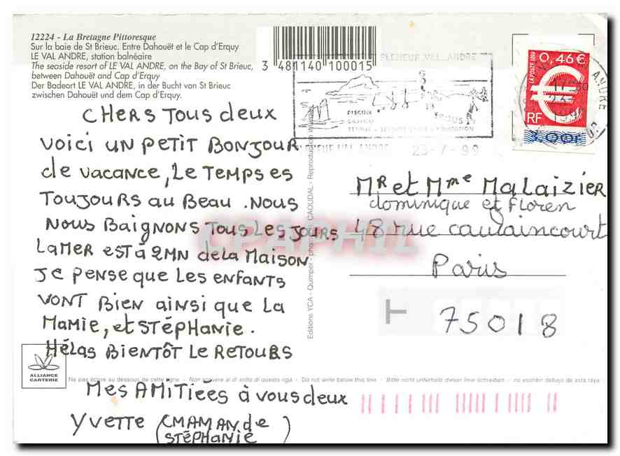 Val-André — station balnéaire — Éditions Alliance Canterie — Rückseite