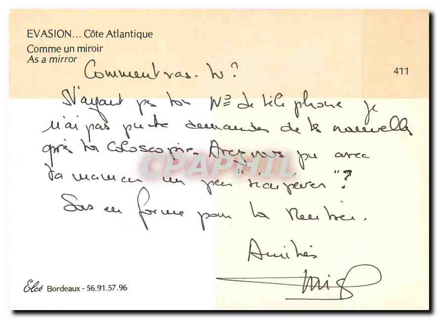 CPM Evasion Cote Atlantique Comme un miroir Bateau — Back