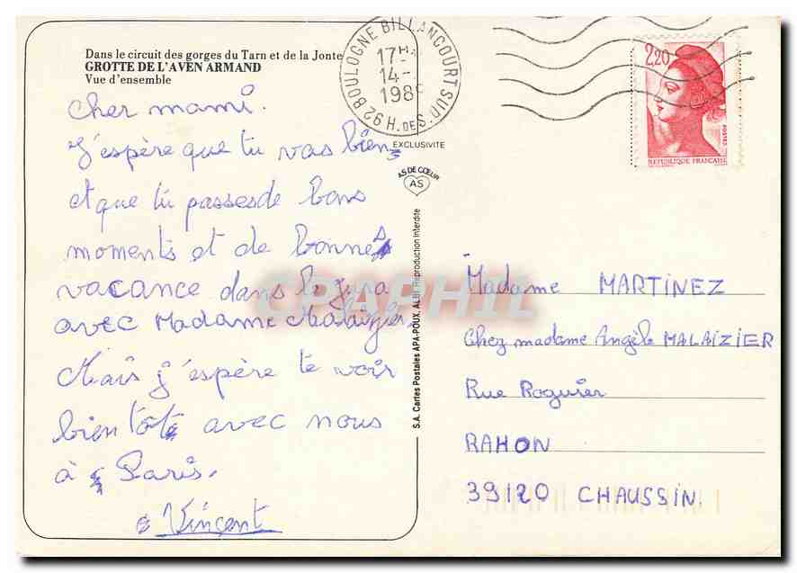 CPM Dans le circuit des gorges du Tarn et de la Jonte Grotte de l'Aven Armand Vue d'ensemble  — Rückseite