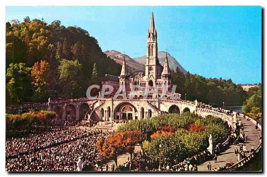 CPM Lourdes Hautes Pyrenees La Basilique et l'Esplanade 