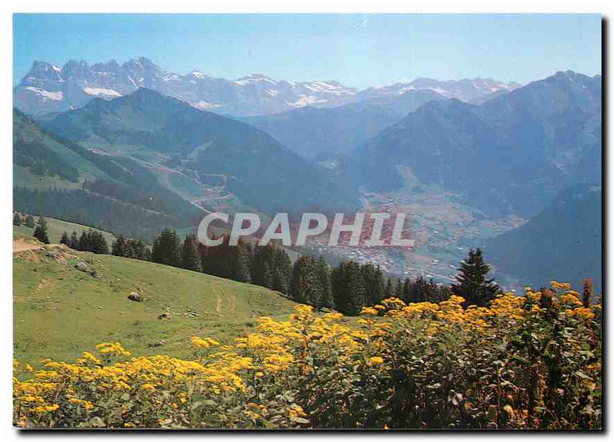 Châtel - Haute-Savoie — vue sur le village et les dents du Midi — éditeur Yvonne Chaloyard, n°292