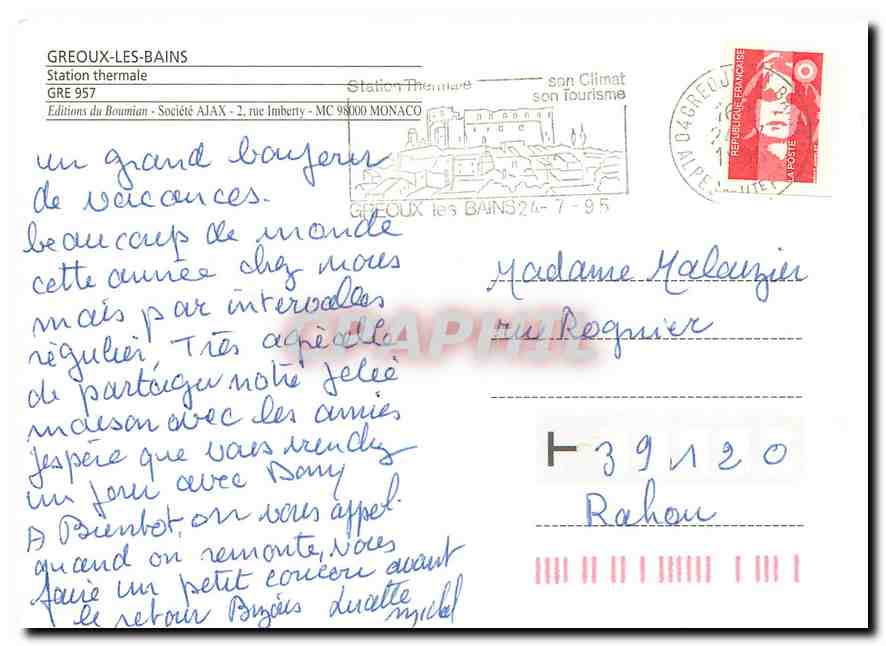 CPM Greoux les Bains Station thermale  — Rückseite