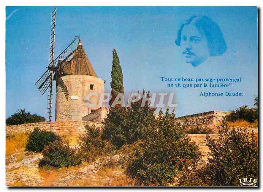 CPM Reflets de Provence Fontvieille B du R Le Moulin de Daudet d'ou le Grand Conteur a date Ses Lett
