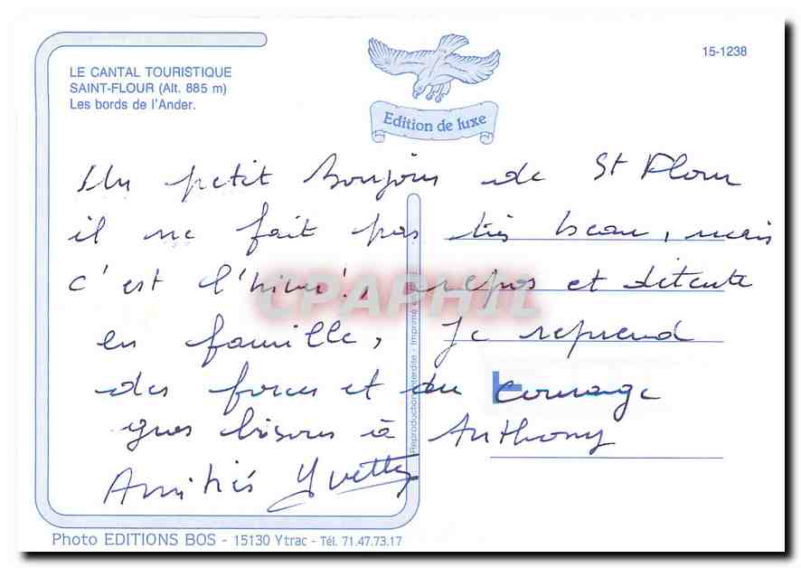 CPM Le Cantal Touristique Saint Flour Les bords de l'Ander  — Rückseite