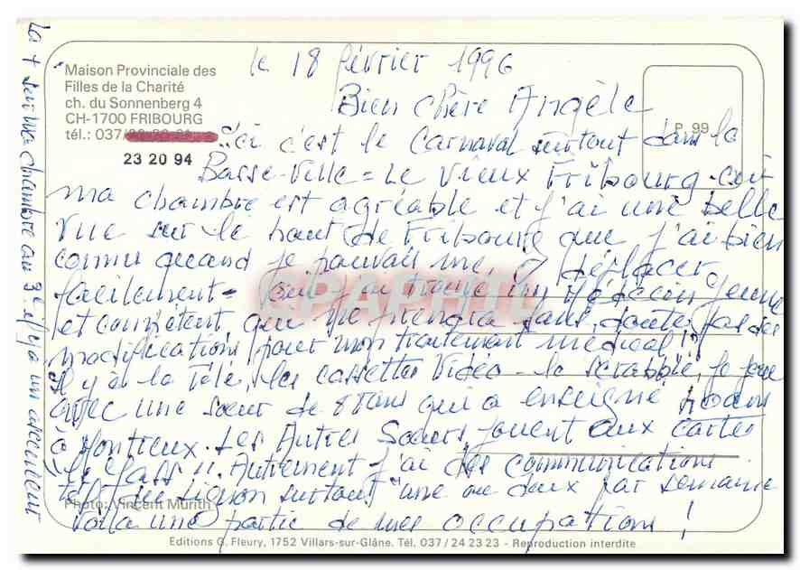 CPM Maison Provinciale des Filles de la Charite Fribourg  — Verso
